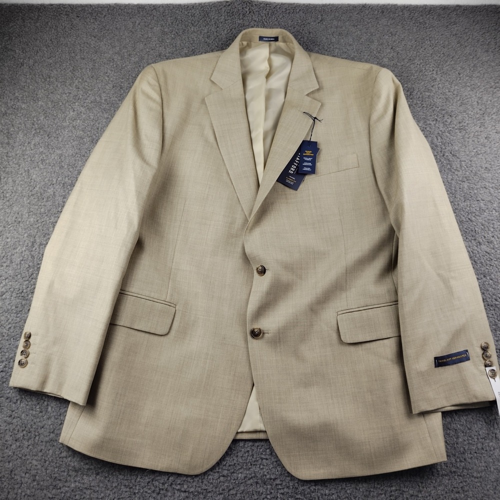 Stafford Travel Suit Separates Tan Blazer Classic Fit 46 Reg Wool Blend NWT